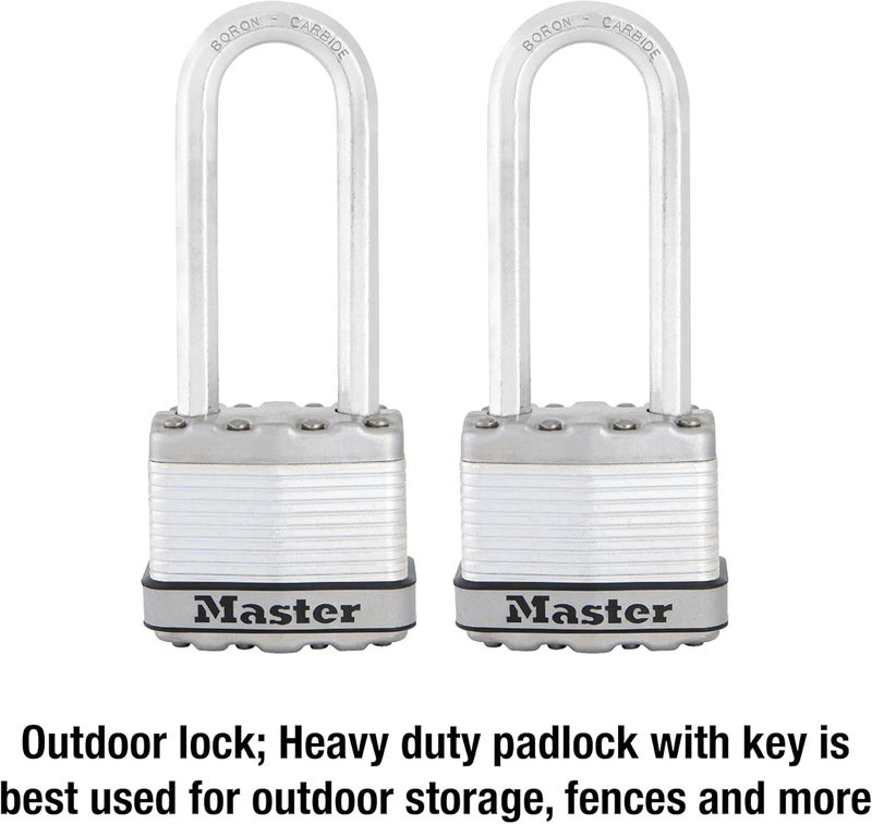 MasterLock M1XTLJ Magnum Heavy Duty Padlock with Key, 2 Pack Keyed-Alike - Image 2